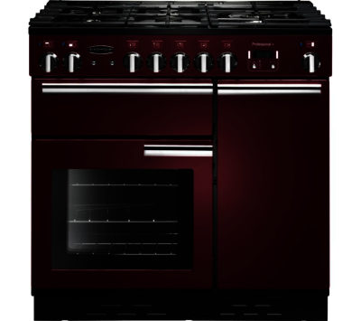 RANGEMASTER  Professional 90 Dual Fuel Range Cooker - Cranberry & Chrome